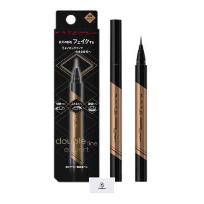 KATE Double Line Expert Eyeliner Single Brush Includes Aronheur Original Mask Case LB-1, Ultra-Light Brown, 0.5ml, Pen, Ultra-Fine Pen,