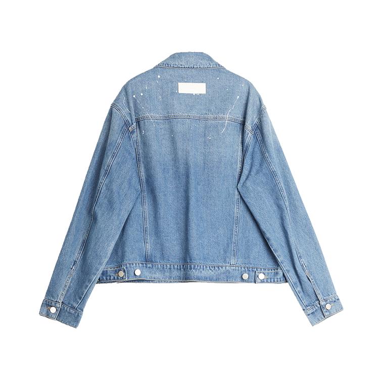 ELLE French Modern Design Ink Splash Lapel Long Sleeve Cropped Jacket Women jackets Blue EF50360