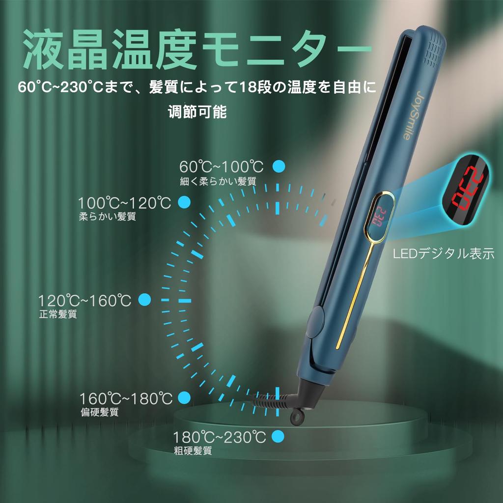 JoySmile Hair 24mm Plate Latest 18 Temperature Home Hair Quality Hair LCD Swivel International PSE Certified Straightener, [2024 Model Straight/Curl