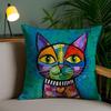 Classic Picasso Cat Oil Pillow Case Home Dorm Chair Back Short Plush Double-sided Printing Office Nap Time Cushion Cover