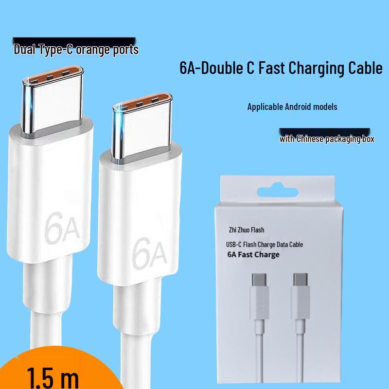 6A Double Type-C 100W PD Fast Charging Cable for Huawei/Apple Laptops