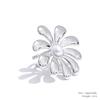 Yhpup Trending Stainless Steel Big Flower Smooth Necklace Bracelet Earrings Ring PVD Plated Attractive Jewelry Set for Women