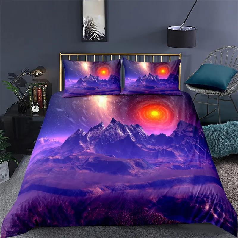 Starry Sky Bedding Set Boundless Abstract Galaxy Print Duvet Cover Microfiber Mysterious Outer Space Comforter Cover Twin Queen