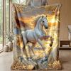Oceanic Horse Majesty Theme Blanket Lightweight Warm Flannel Blanket Decorative Throw Blanket for Home Decoration