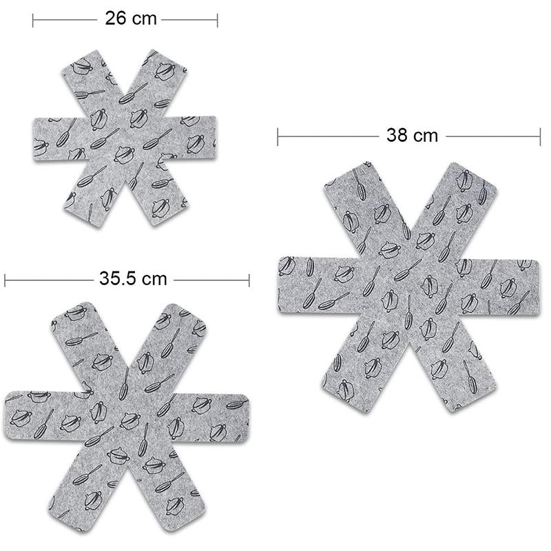 3pcs/6pcs Protectors Gray Print Divider Pads Pan Bottom Heat Insulation Protect Cookware Surfaces Pan Pad Scratching Separate