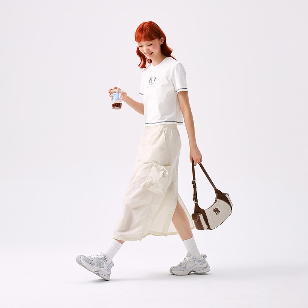 New MLB New York Yankees Basic Collection SS25 T Shirt Women's Ivory 3FTSB0453-50IVS