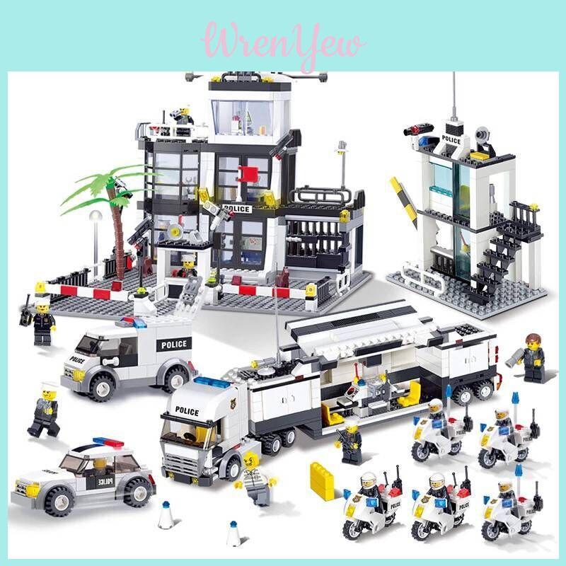 Police Fire Department Building Blocks Set For Kids Diy Construction Toys With Abs Plastic For Children