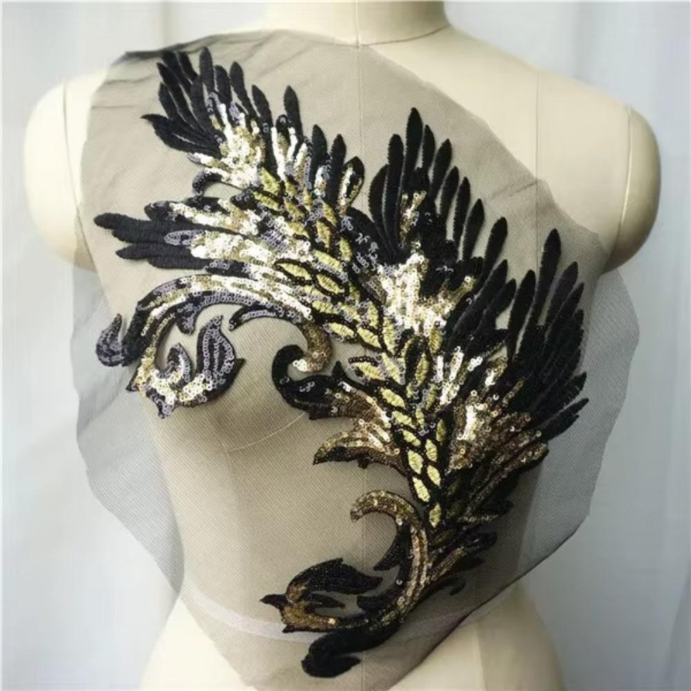 Patch Sequin Embroidery Sequin Appliques Phoenix Tail DIY Sew On Patch Embroidery Patch Wedding Gown DIY Decoration
