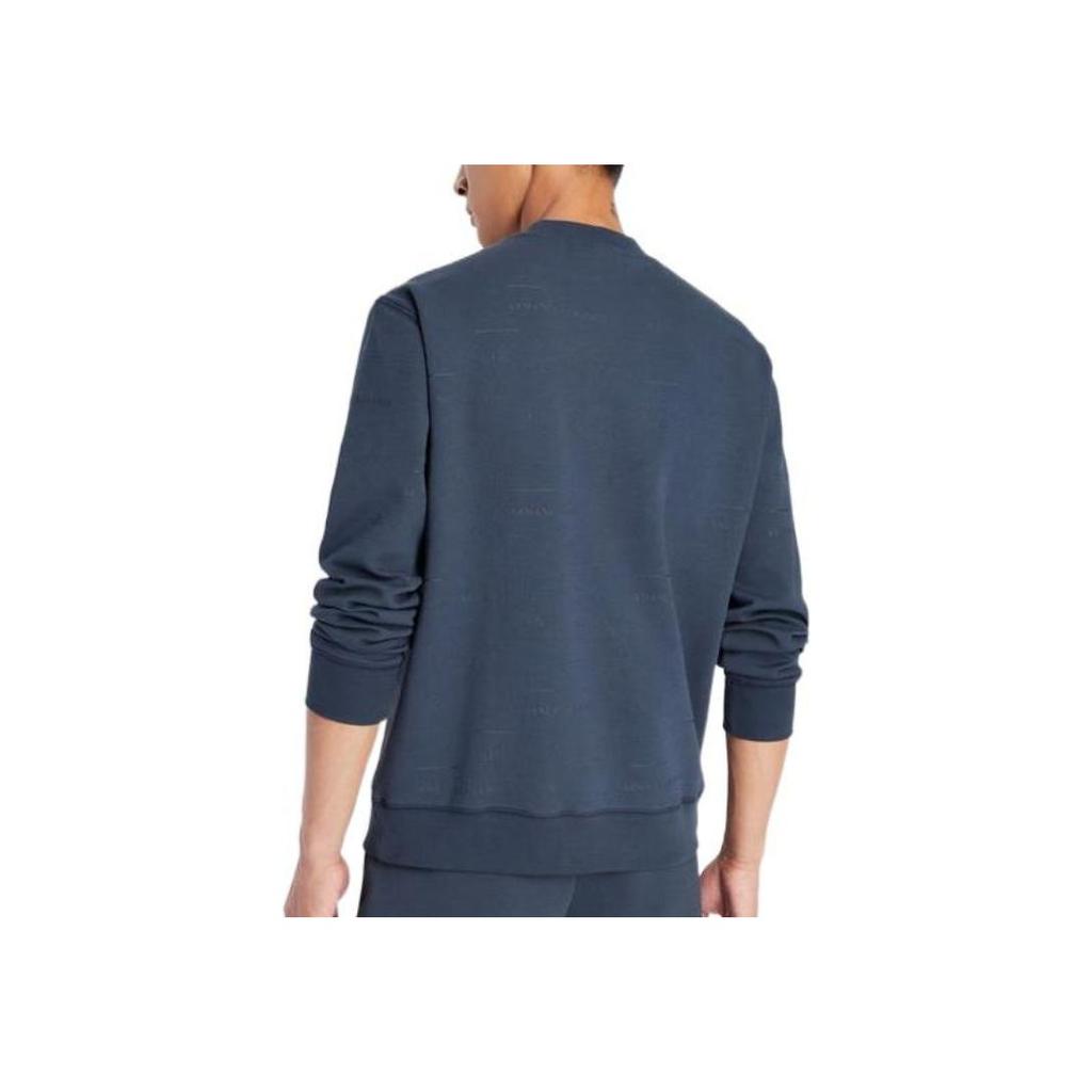 Armani Exchange Fw22 Solid Color Crew Neck Sports Sweatshirt Men sweatshirt Dark-Blue 6LZMAN-ZJCBZ-125CX