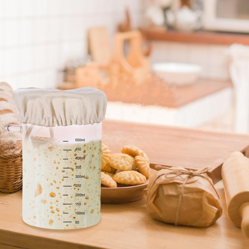 4/8Pcs Reusable Cotton Sourdough Jar Covers With Breathable Fabric Perfect For Home Baking Bread Fermentation