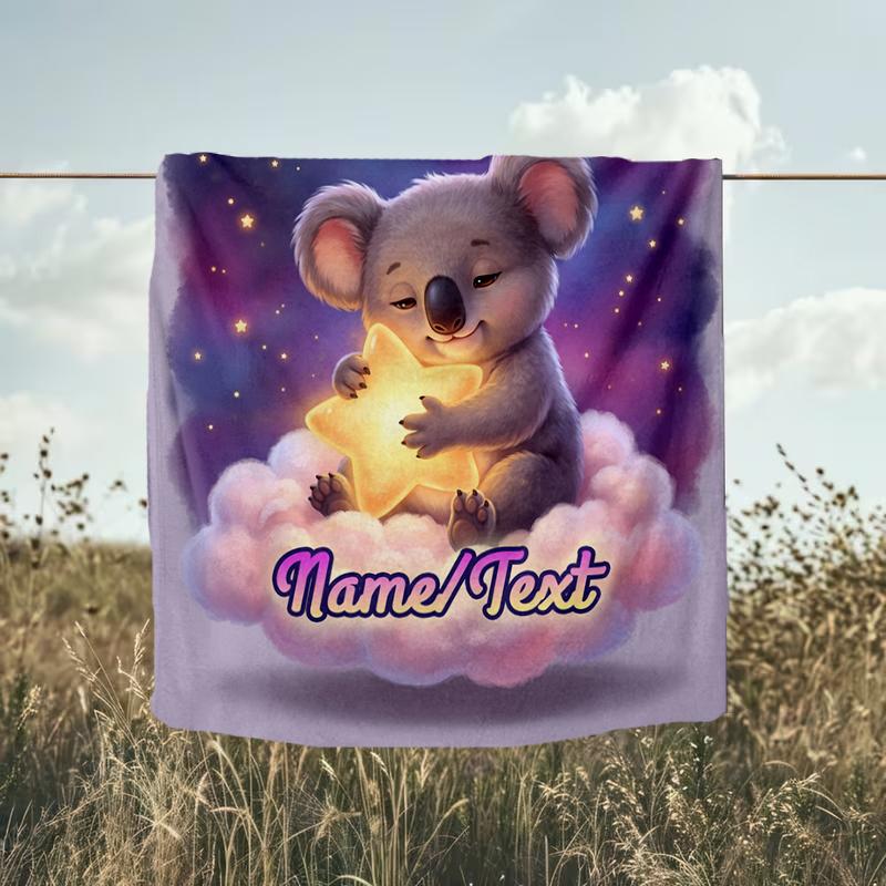 1PC Custom Name Koala Dreams Moonlight outdooor Flannel blankets Throw Blanket All-Season Throw Gift Bedspread for Couch, Bed, Camping Holiday Birthda