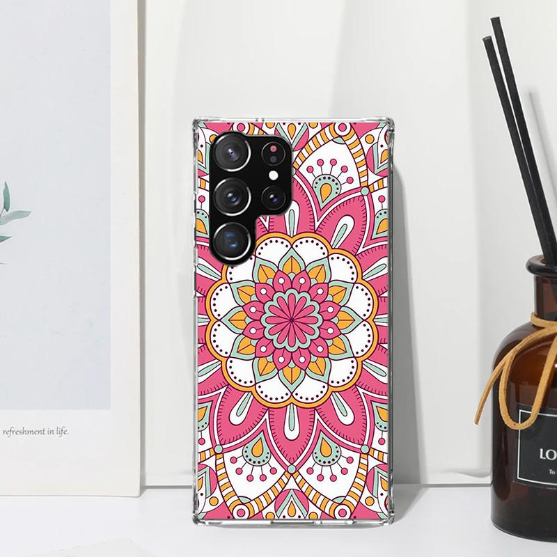 Totem Mandala Colorful Flower Phone Case For Samsung Galaxy Note 20 Ultra 10 Plus 9 8 M11 M12 M21 M30S M32 M51 M52 J4 J6 + J8 Ar