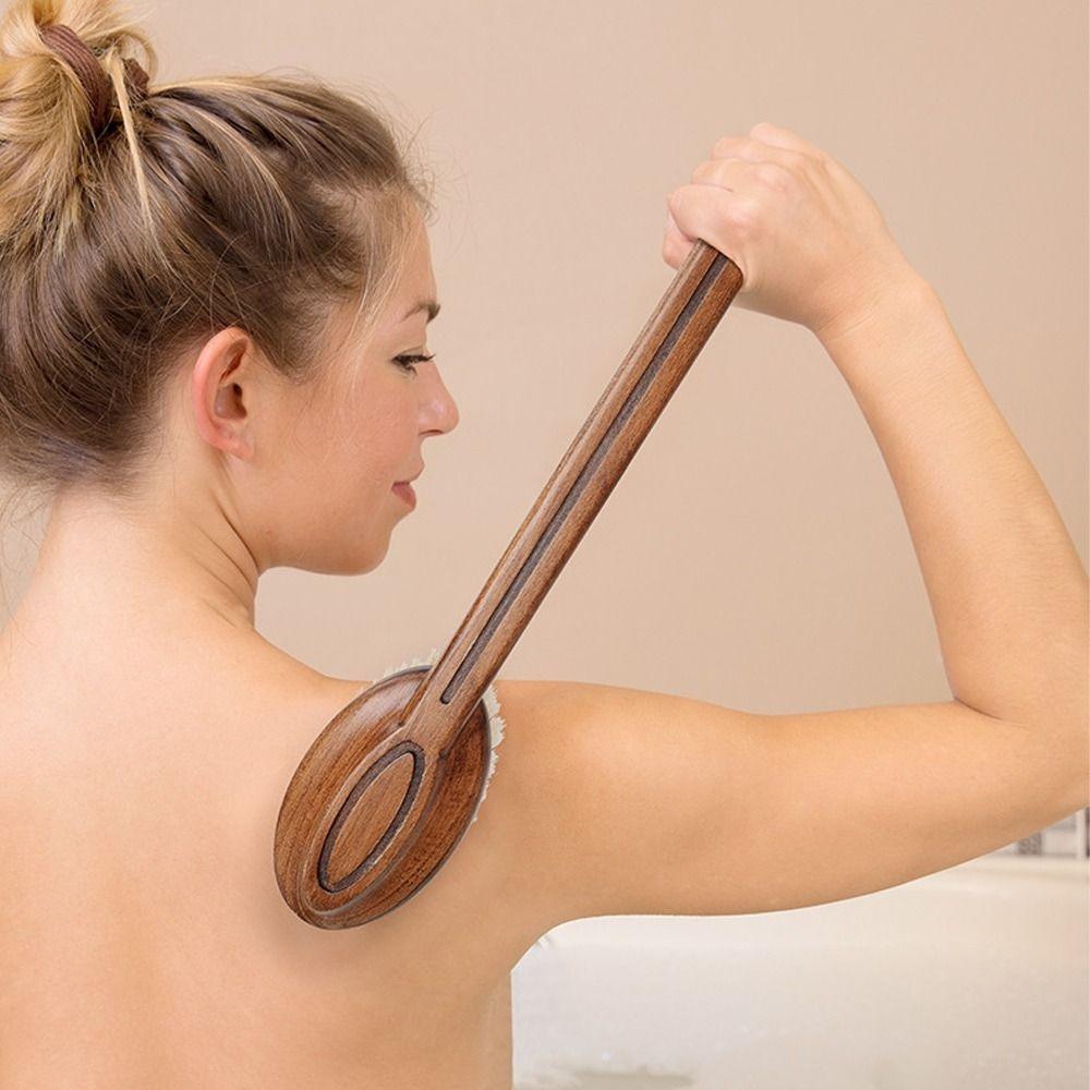 Ergonomic Long Handle Hair Brush Wood Bath Brush Scrubbing Brush Shower Back Scrub  Skin Cleanser