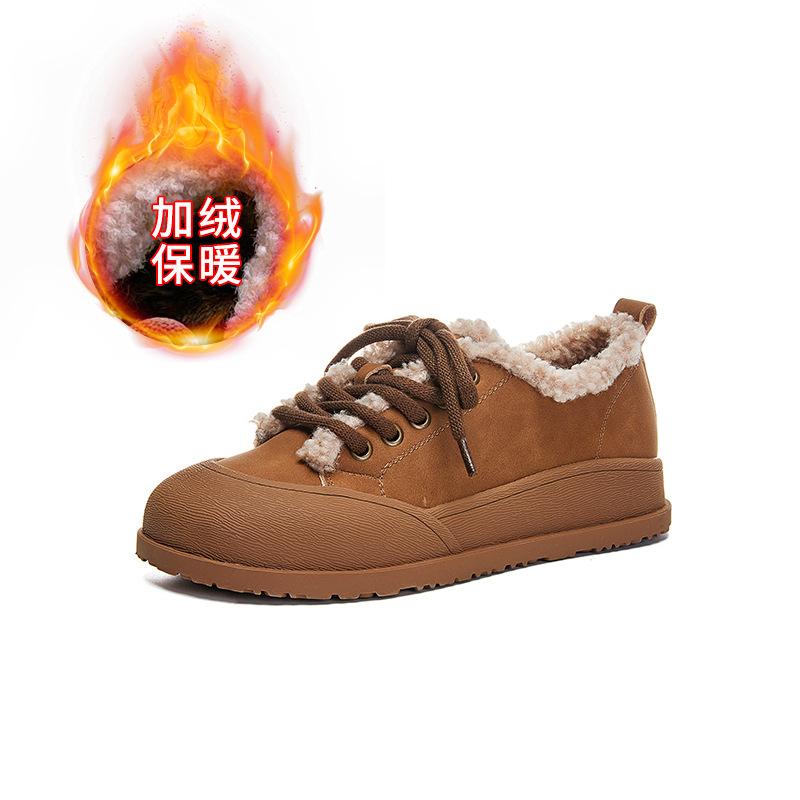 New velvet small leather shoes 2025 winter casual flat-soled cotton shoes retro versatile women's shoes thick-soled heightening single shoes women