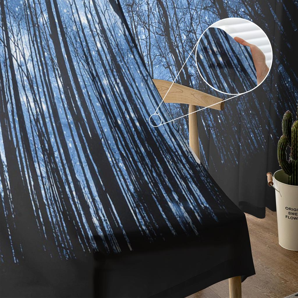 Skog Himmel Stjärnor Måne Fönster Tyll Gardin För Vardagsrum Sovrum Kök Chiffong Skira Gardiner Fönster Behandling Dekorationer