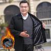 Men's Jacket Fleece Thickened Jacket Dad Cotton Coat Warm Loose Autumn and Winter