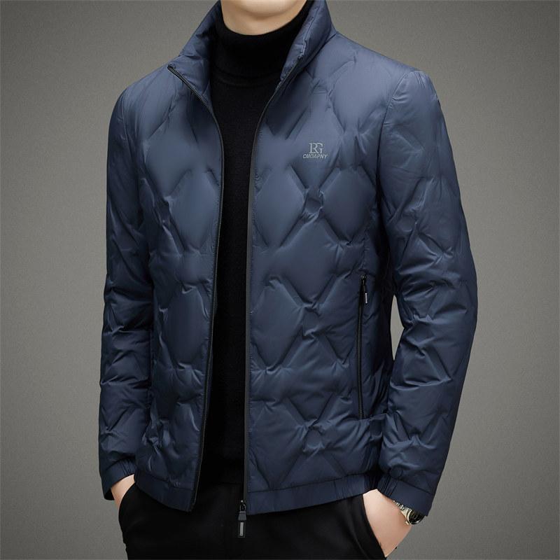Winter Men's Lightweight Stand-collar Down Jacket, Young and Middle-aged Fashionable Simple Solid Color Cold-proof Down Jacket for Men