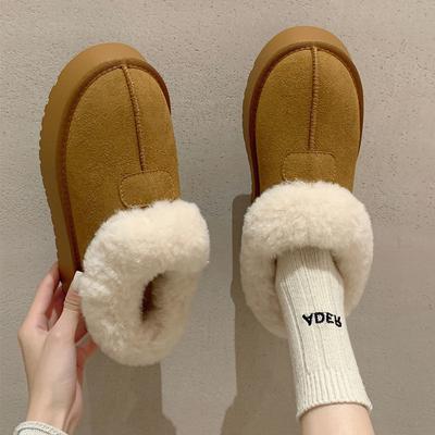 Thick-soled Snow Boots Women's New Velvet Thickened Northeast Large Cotton Shoes with Integrated Fur and Bread Fluff Shoes