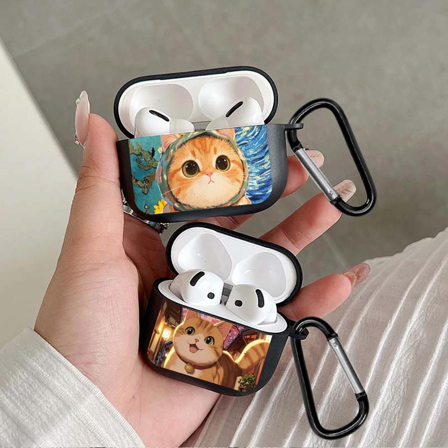 Earphone Cases Cover Case For Airpods 3 Pro 4 Pro3 1 Pro2 2 Rustic Headscarf Cat