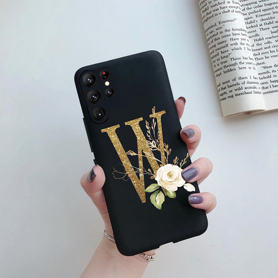 For Samsung S23 Ultra Case Stylish Letters Flower Soft Cover For Samsung Galaxy S23 Plus S23+ S23Ultra S 23 5G 2022 Fundas Case
