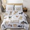 Cute Dogs Print Bedding Set Puppy Animal Duvet Cover Set Watercolor Pastel Dog Paw Comforter Cover Pug Dog Lover Bed Set