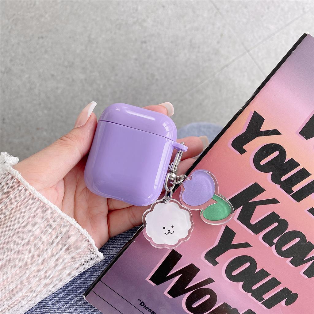 Compatible with Apple AirPods 1/1 Gen Bluetooth Earphone Protective Case, Pro 1 Integrated Soft Shell, Purple Cute Cloud