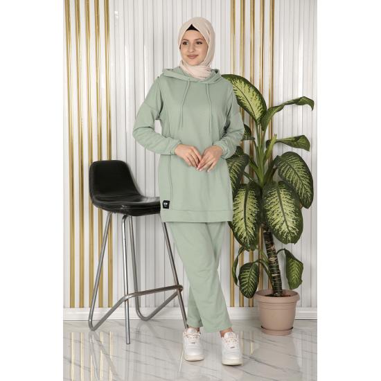 Set cu glugă pentru femei, pentru partea de jos și partea superioară a hijabului cu două fire