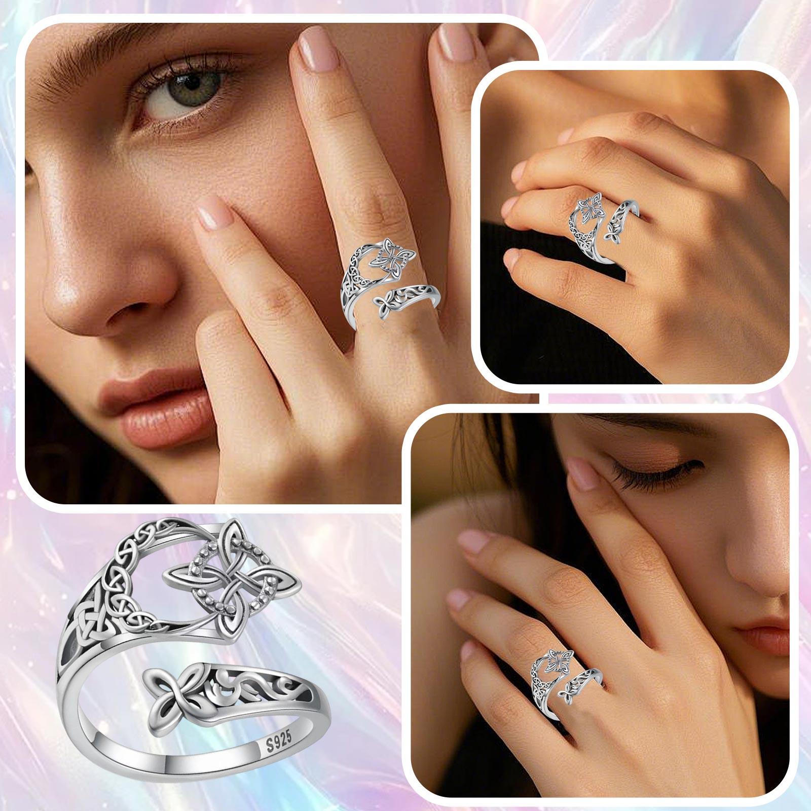 Vintage Geometric Cross-cut-out Ring With Open Ring One Size