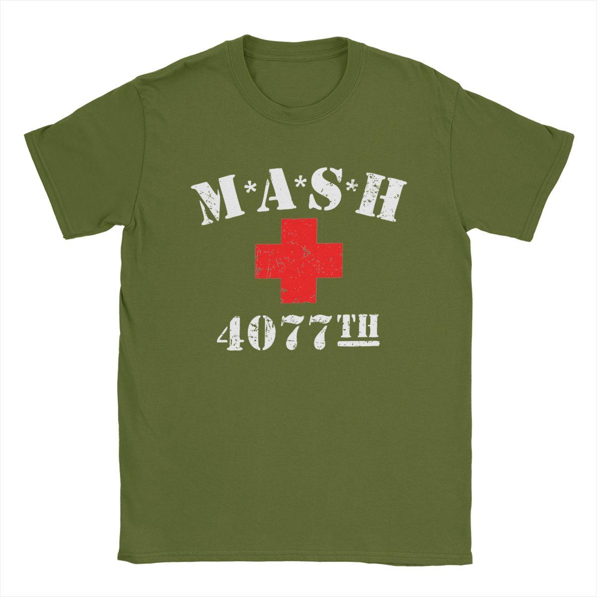 

Men T-Shirts Mash 4077 TV Show Vintage Pure Cotton Tees Short Sleeve T Shirts Round Neck Clothes Classic M