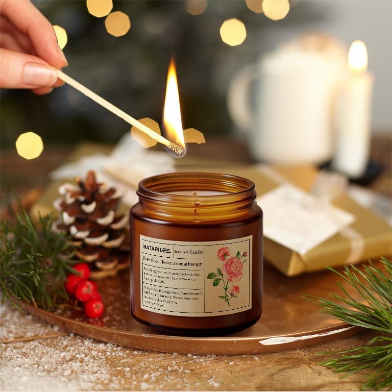 Retro Dried Flower Scented Candles, Rose Petals, Home Bedroom Plant Essential Oil, Long-lasting Fragrance, Romantic Gift