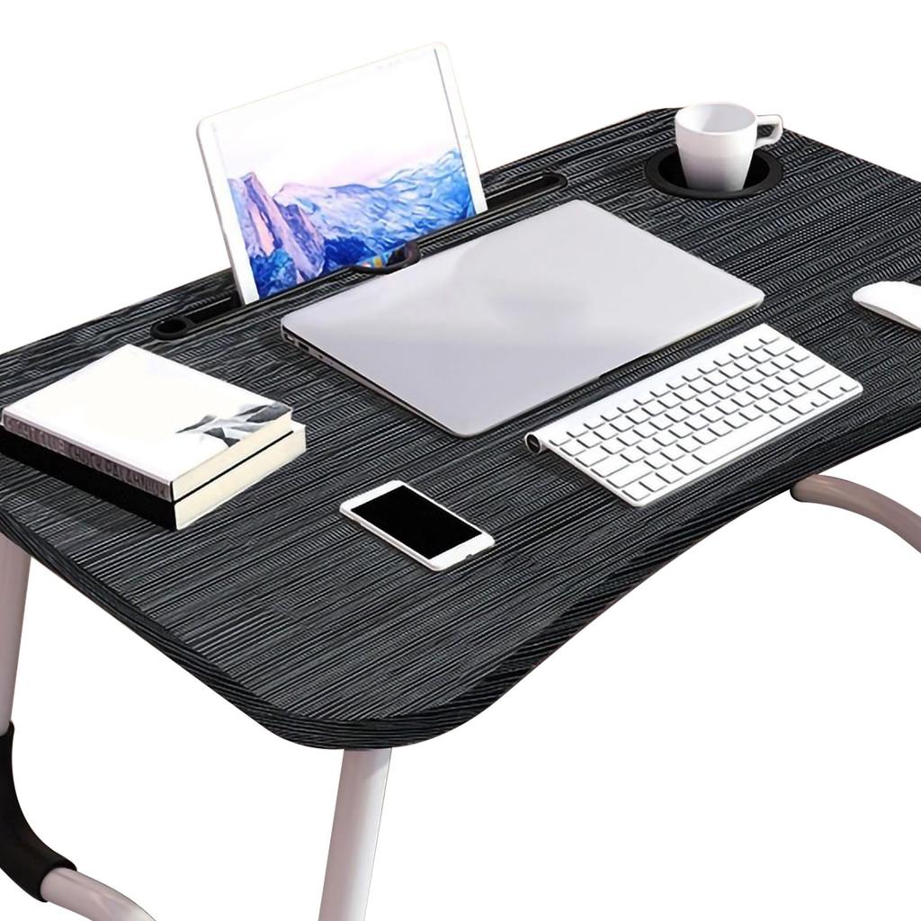 Kids Laptop Desk with Cup Holder Density Board Foldable Bed Table for Household Bedroom