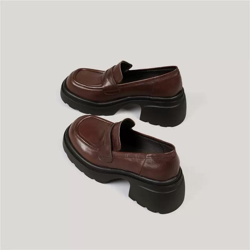 

Версия из овчины~ Кожаные туфли-лоферы на платформе-маффин с одним ремешком, женские, в стиле ретро, британские, черные, универсальные, из маленькой кожи, туфли-одинарки 40