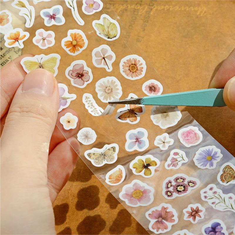 4 styly 1 role/balení akvarel květinové vyřezávané pásky na vypouštění odpadu pro DIY příručku, pouzdro na telefon, obálku, dekoraci