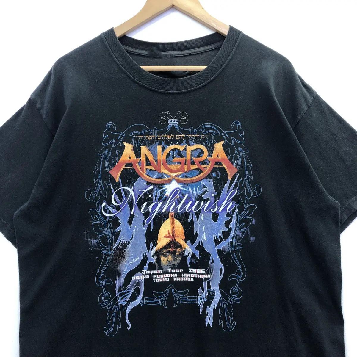 VTG Angra Band Nightwish Japan Tour 2005 Cotton Black T Shirt S-5XL TU788 XXXXL