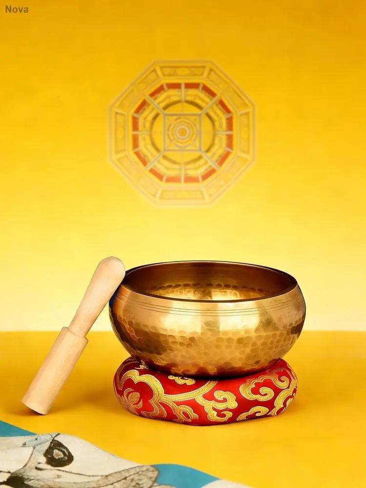 Tibetan singing bowl 8 cm for meditation and yoga, hand-forged, included stick, pad