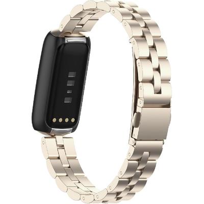 FitTurn Bands Compatible with Fitbit Luxe Metal Stainless Steel Watch Band Replacement Classic Durable Solid Link Accessory Buckle Metal Strap Wrist