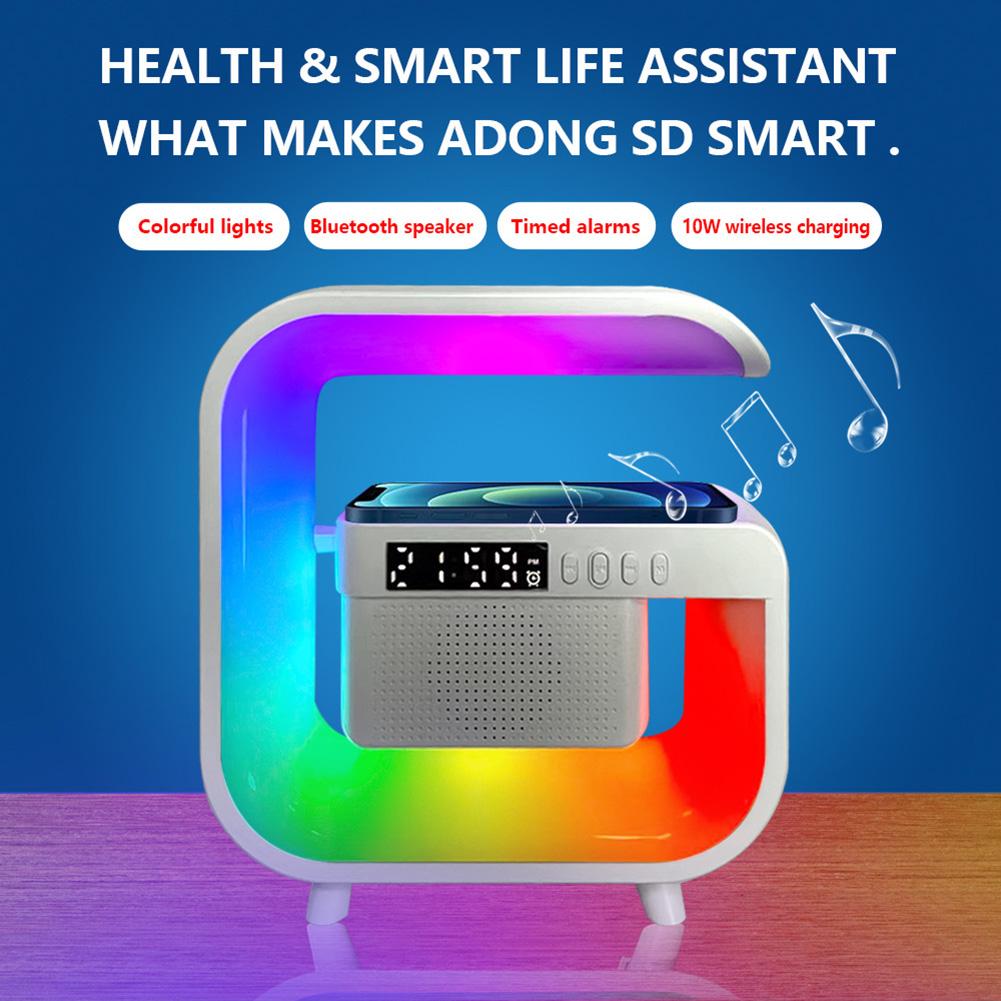Alarm Clock with Wireless Charging Station Atmosphere Bedside Light App Control Desk RGB Night Lamp USB Charging for Home Office