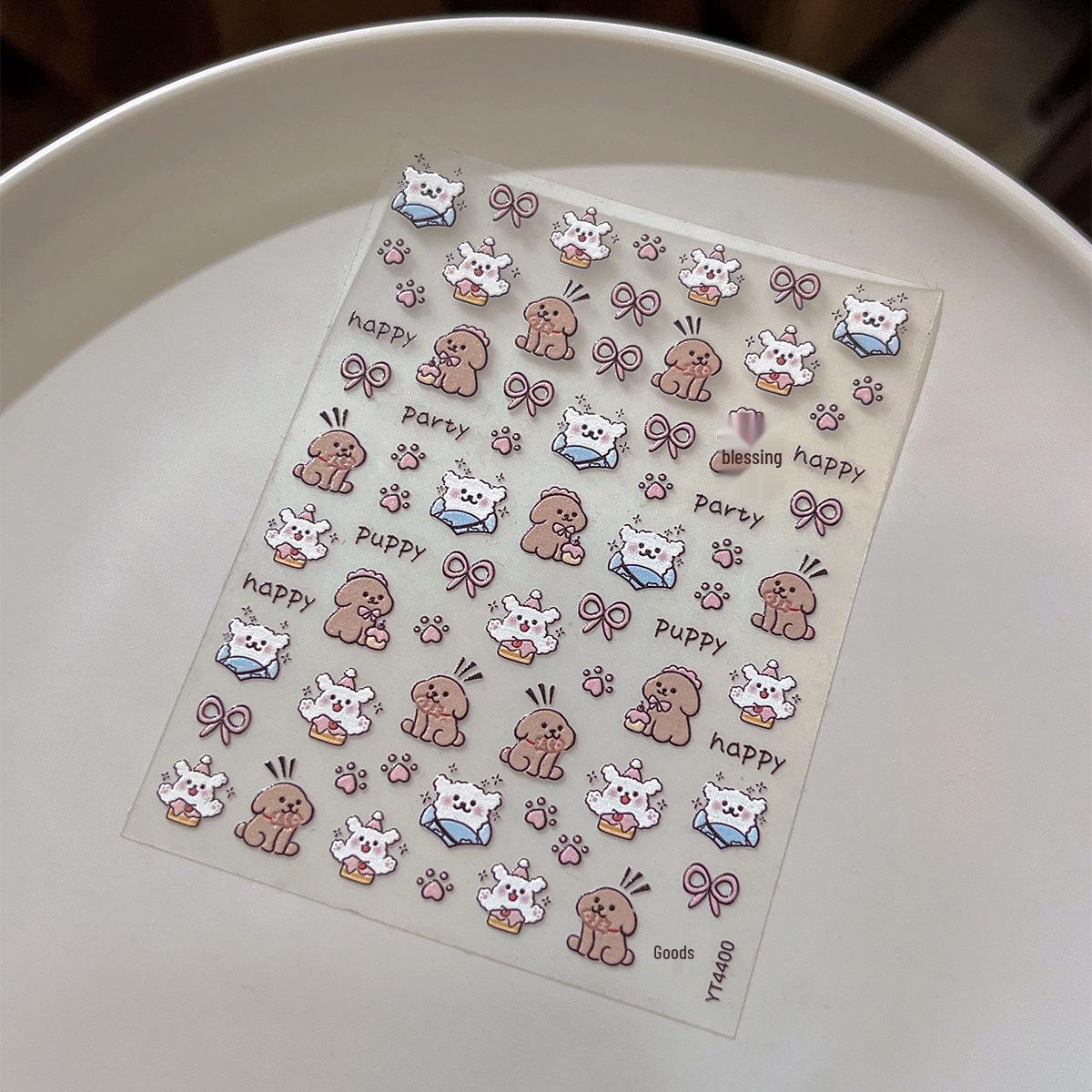 

YITU Cartoon Dog Nail Stickers - Bow, Heart, Paw, Self-Adhesive Decor (YT4400)