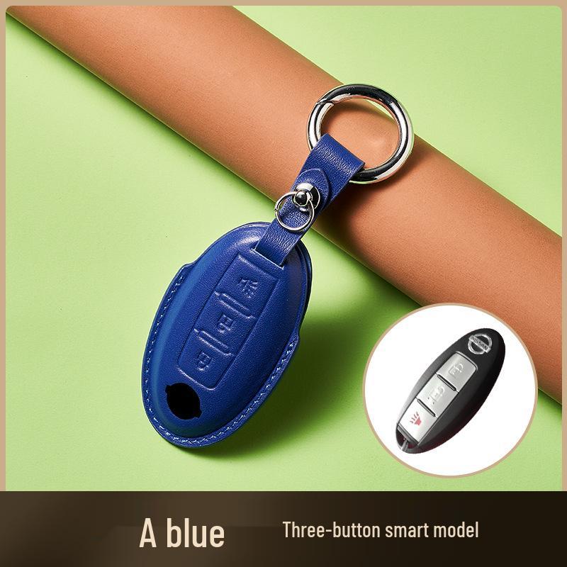 Skórzany Etui na Klucze ze Skóry Wyprawianej Roślinnie dla Nowego Kluczyka Samochodowego Sylphy Murano, Ręcznie Robiony Wzór Klamry dla Mężczyzn