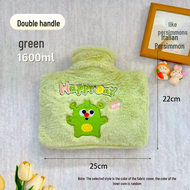 Large Capacity Cartoon Plush Hot Water Bottle with Removable Washable Cover for Stomach and Waist