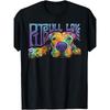 European Sizes Pitbull Love T-Shirt - Black Casual Tee with Pitbull Face & Pitbull Love Lettering, Short Sleeve Round Neck Shirt for Dog Lovers