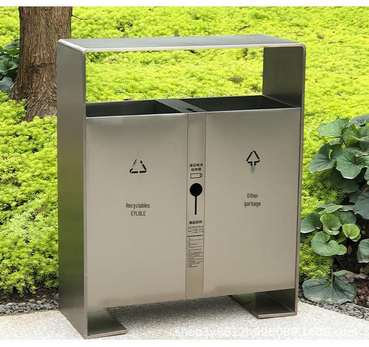Commercial Large Stainless Steel Outdoor Trash Can for Parks and Streets