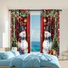 2 st Jul Fönstergardin Snögubbe Julgran Design Med Snöflingor Stångficka Polyestermaterial För Vardagsrum Kök