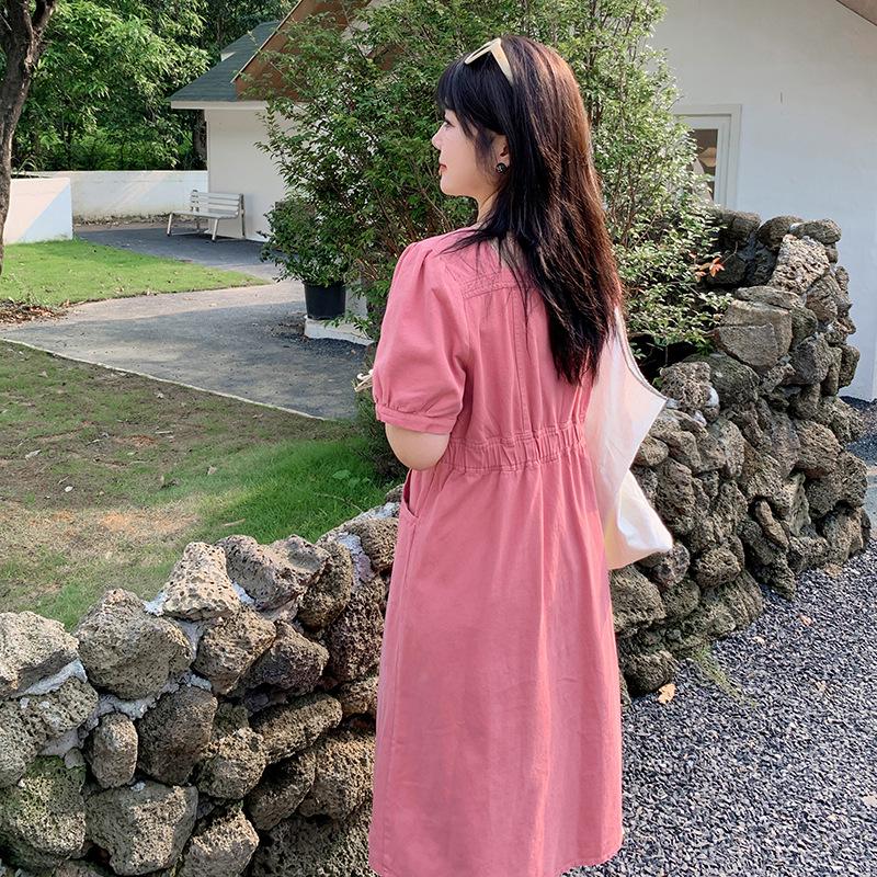 Double Heaven 2024 Summer Plus Size Square Neck Denim Dress - Style D010AB