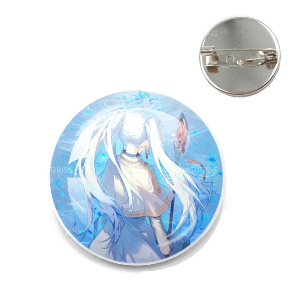 Anime Frieren Pins Cartoon Badge Round Creative Glass Metal Brooches For Backpack Jewelry Accessories Gifts