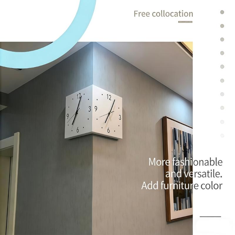 Double Sided Corner Wall Clock,Decorative Wall Clocks with Light for Living Room Decors Wall Mounted Angles Clocks Gift