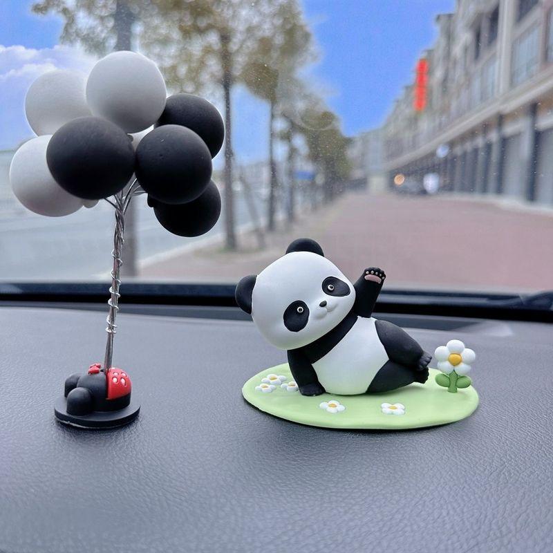 Ins-Style Cute Cartoon Panda Car Dashboard Ornament Car Aroma Diffuser Stone Gypsum Decoration Car Interior Accessories for Women