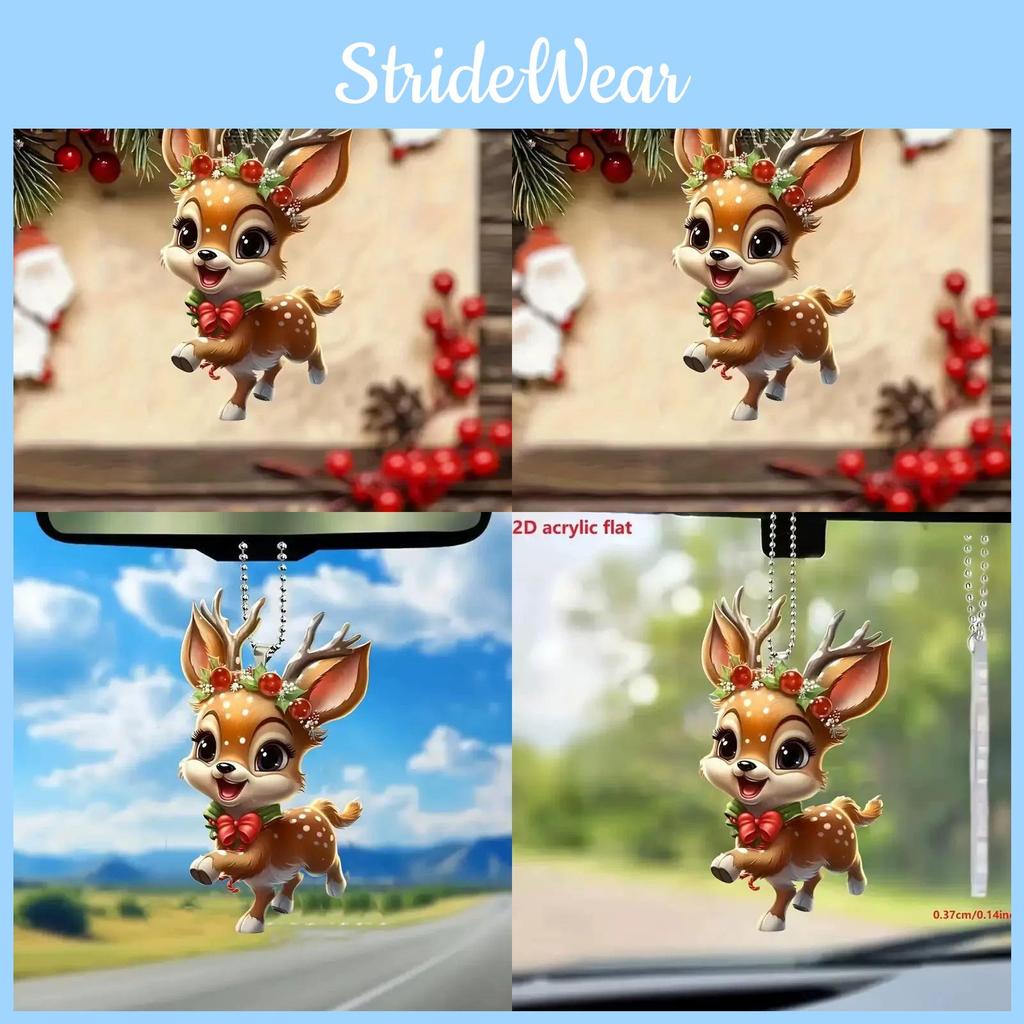 Brown Cute Cartoon Reindeer Pattern Acrylic Pendant For Decoration Christmas