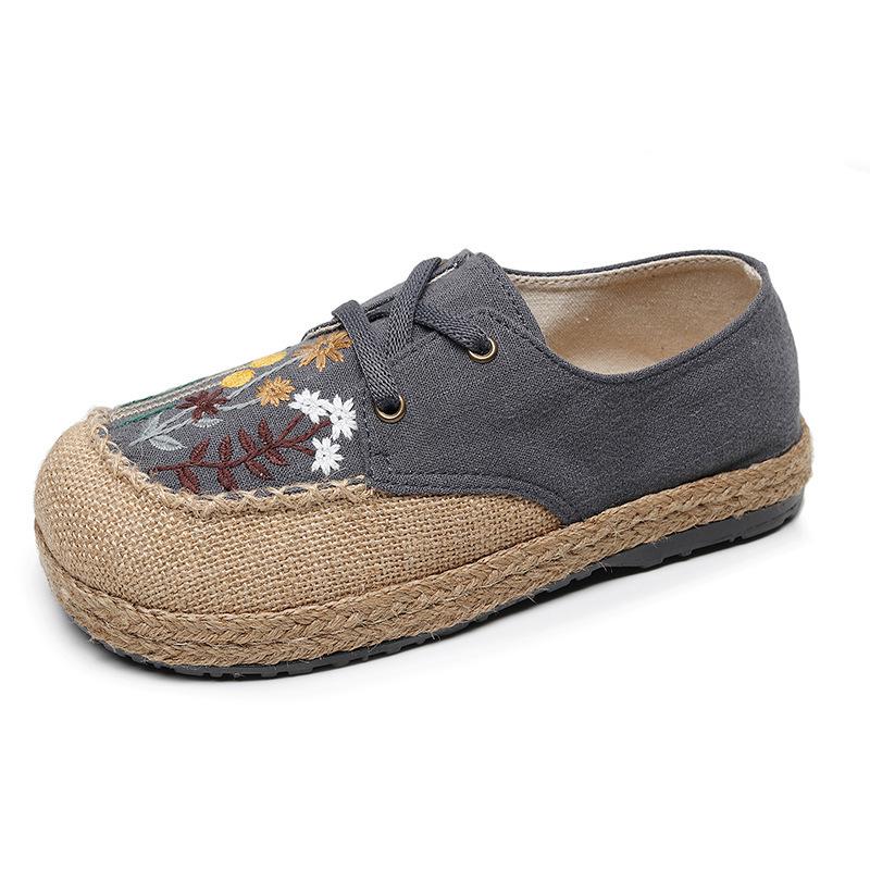 

new women s shoes dandelion embroidered linen shoes beef tendon sole handstitched help laceup cloth shoes women 40 сірий колір