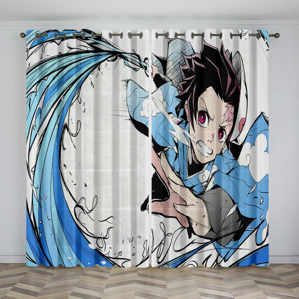 Japanese Cartoon Style Anime Series Shade Window Drapes 2 Panelss Children Loved Room Bedroom Space Living Space Window Ornamental Window Drapes